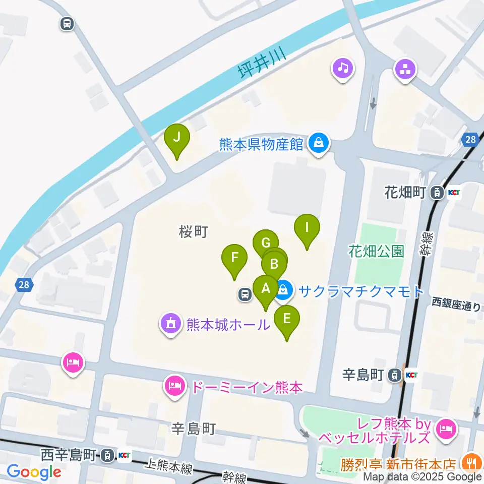 TOHOシネマズ 熊本サクラマチ周辺のカフェ一覧地図