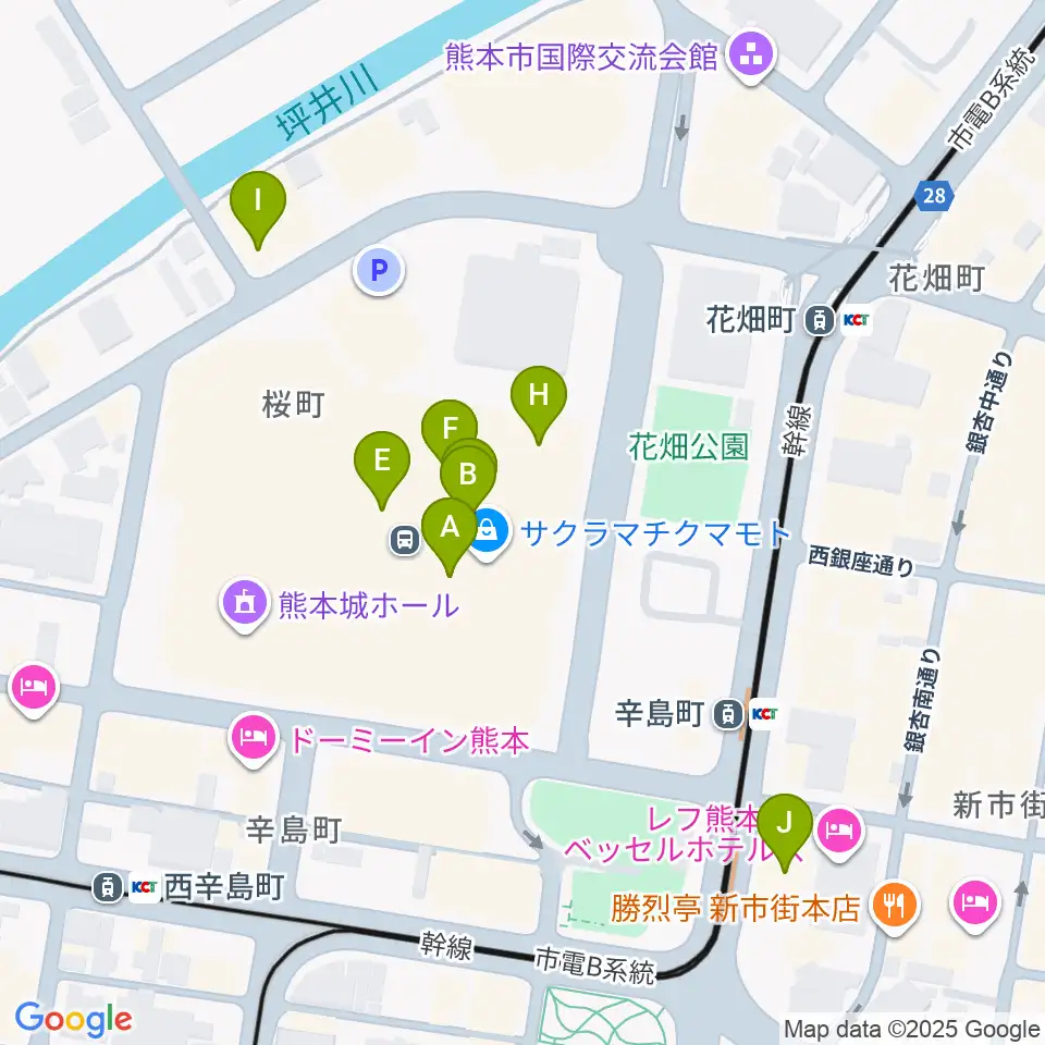 TOHOシネマズ 熊本サクラマチ周辺のカフェ一覧地図