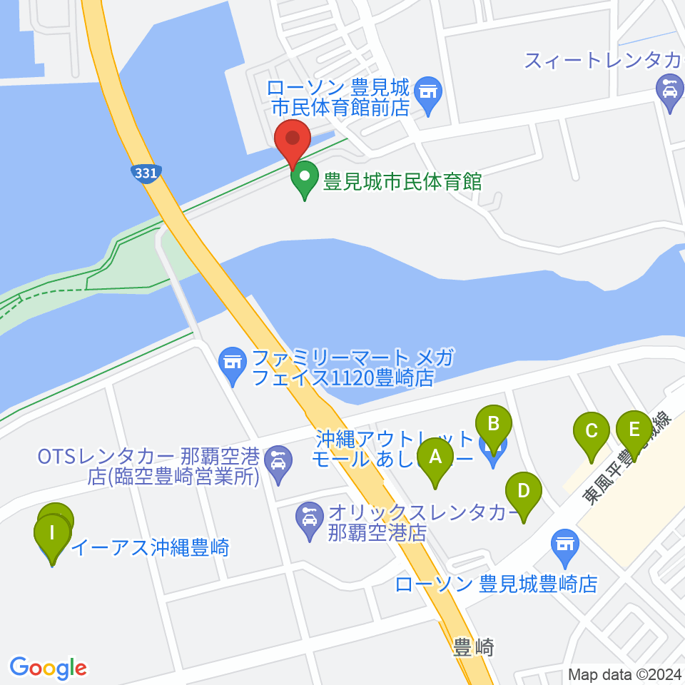 豊見城市民体育館周辺のカフェ一覧地図