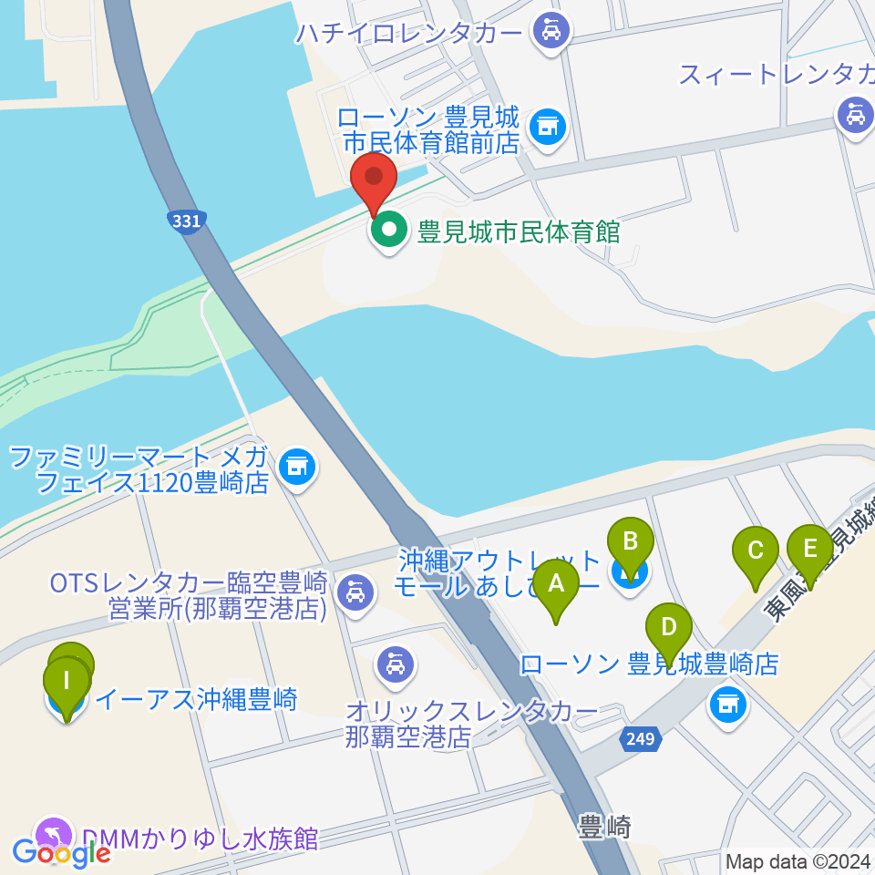 豊見城市民体育館周辺のカフェ一覧地図