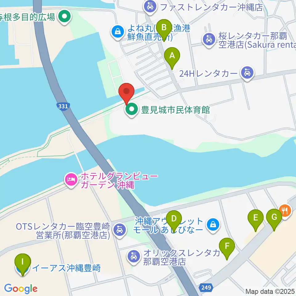 豊見城市民体育館周辺のカフェ一覧地図