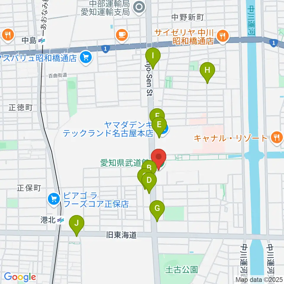 愛知県武道館周辺のカフェ一覧地図