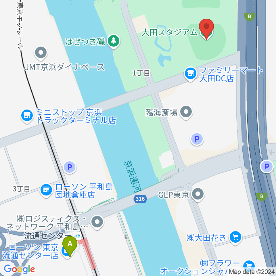 大田スタジアム周辺のカフェ一覧地図