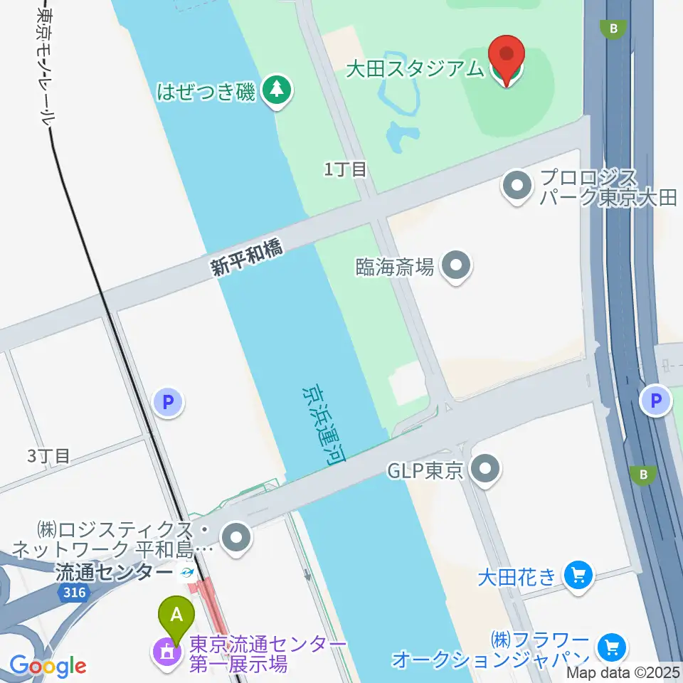 大田スタジアム周辺のカフェ一覧地図