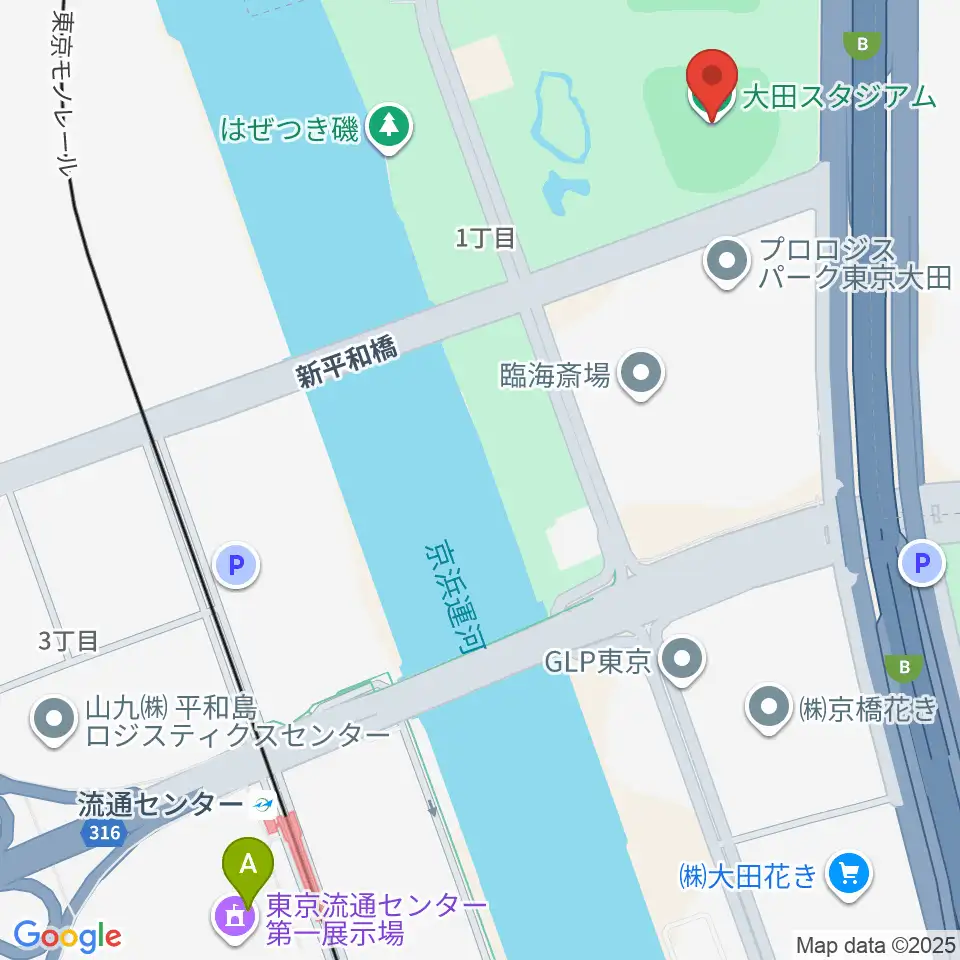 大田スタジアム周辺のカフェ一覧地図