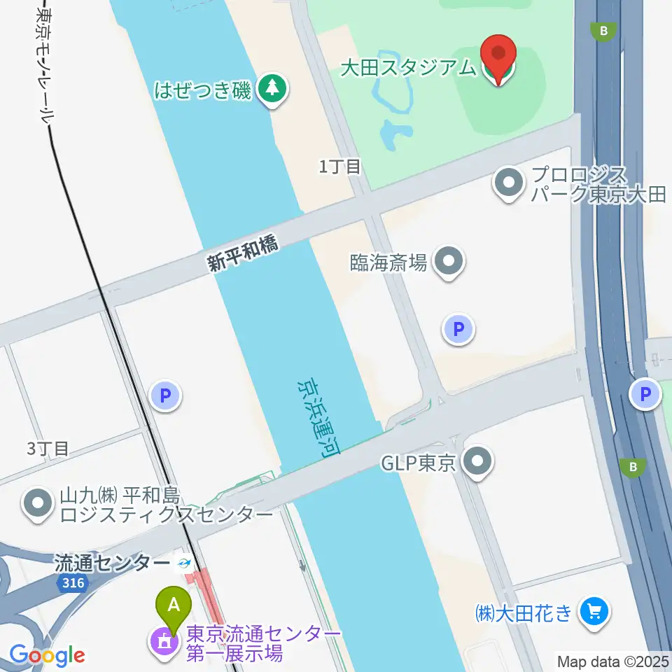大田スタジアム周辺のカフェ一覧地図