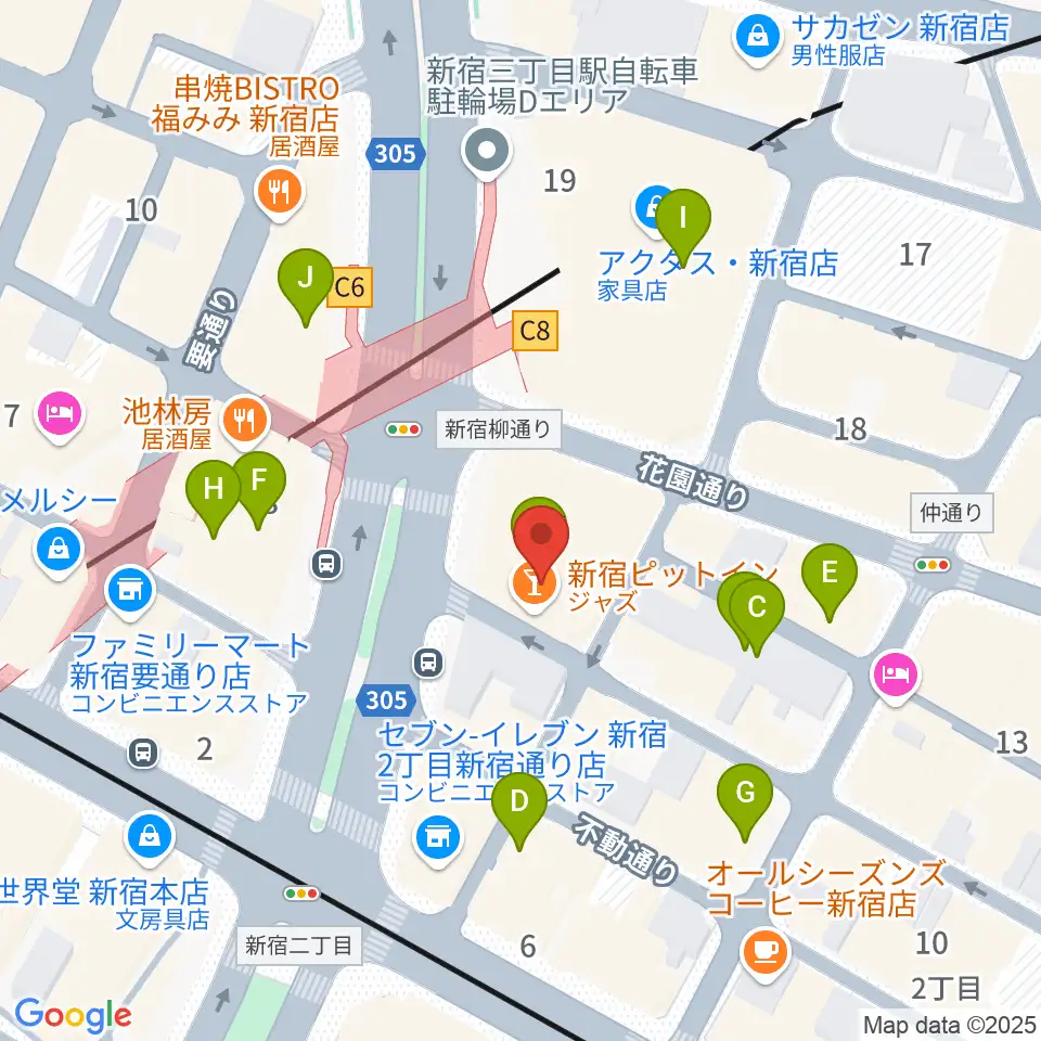 スタジオピットイン周辺のカフェ一覧地図