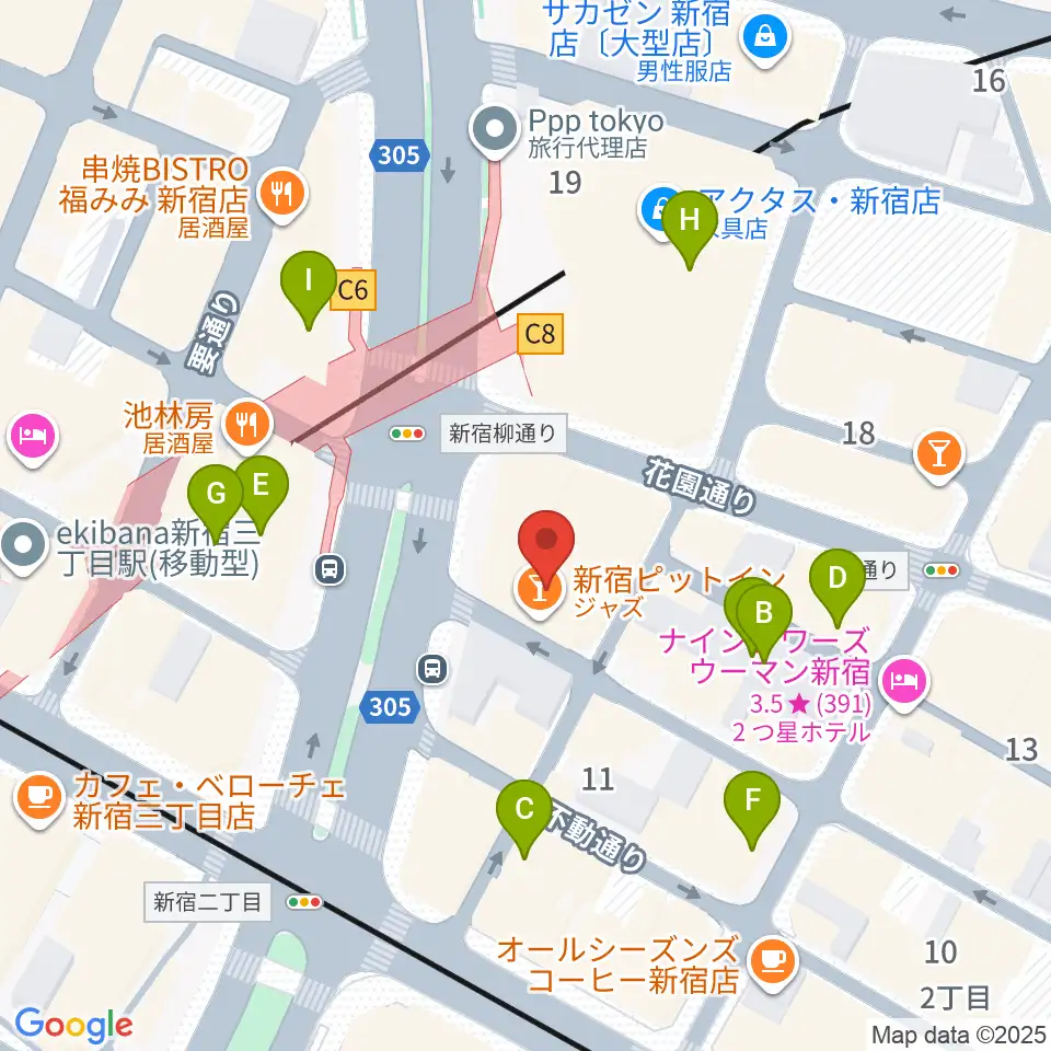 スタジオピットイン周辺のカフェ一覧地図