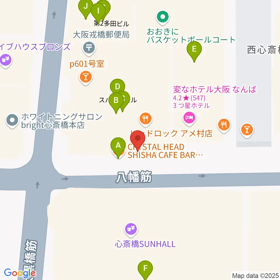 心斎橋Anima周辺のカフェ一覧地図