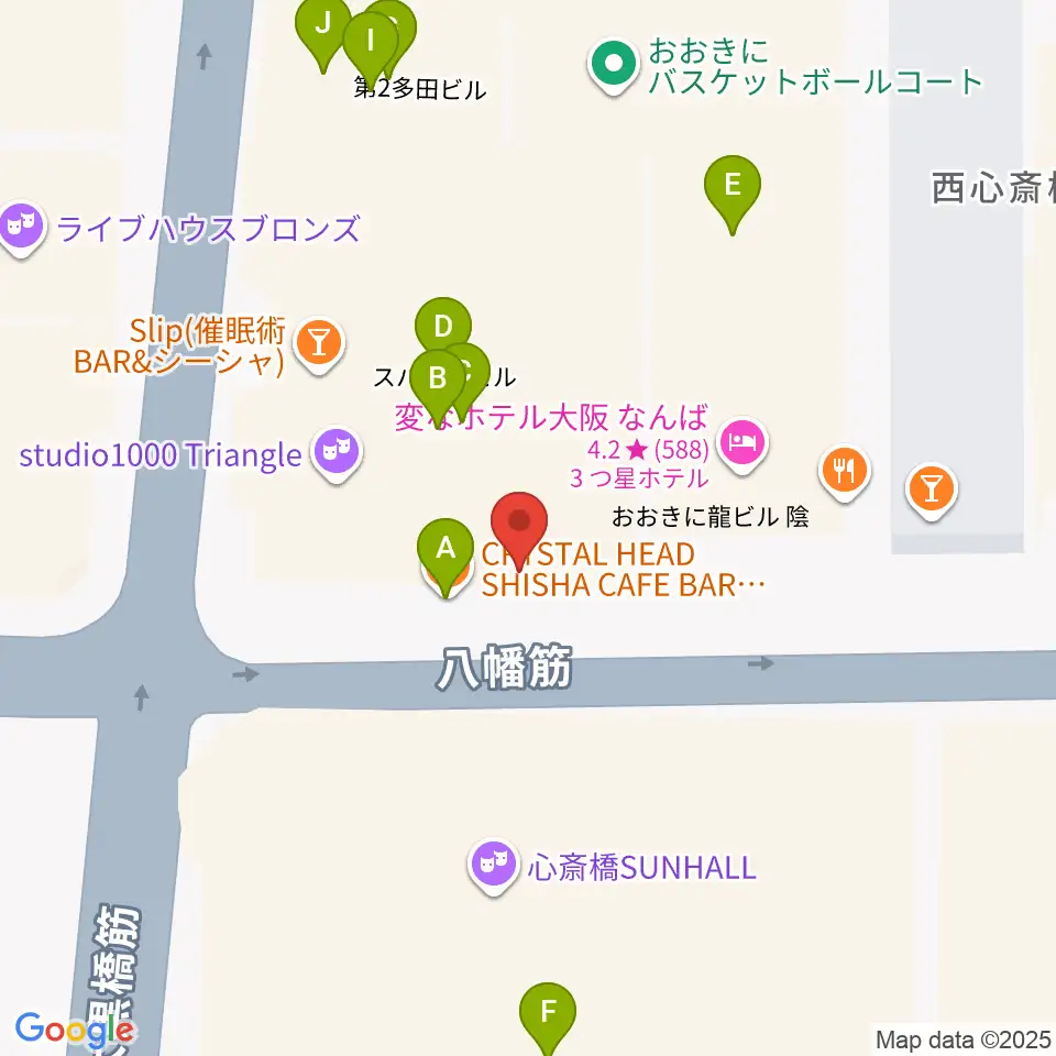 心斎橋Anima周辺のカフェ一覧地図