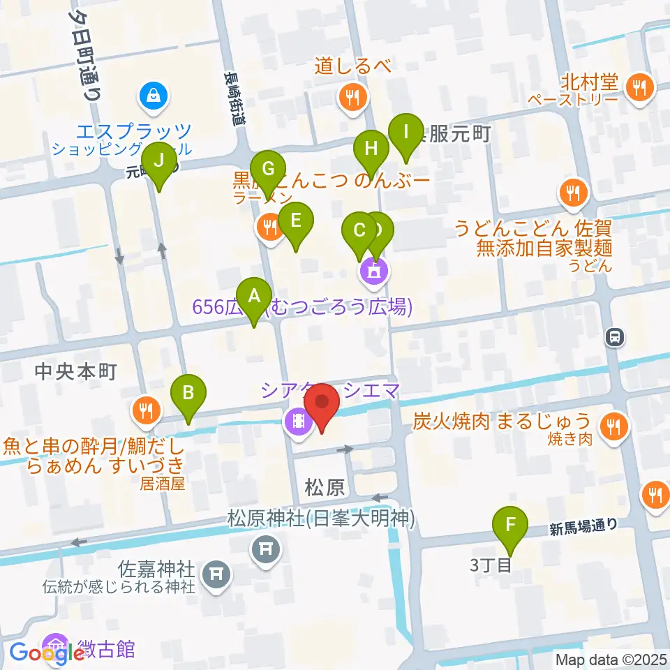 佐賀シアター・シエマ周辺のカフェ一覧地図