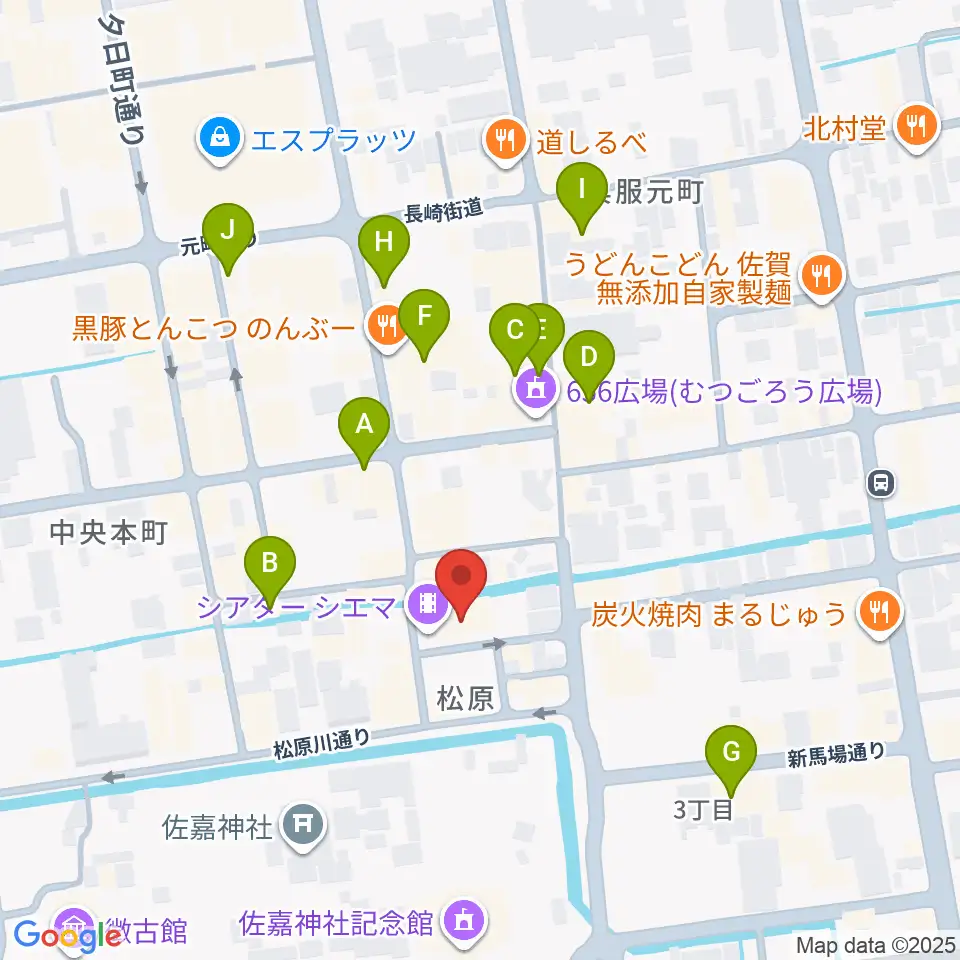 佐賀シアター・シエマ周辺のカフェ一覧地図