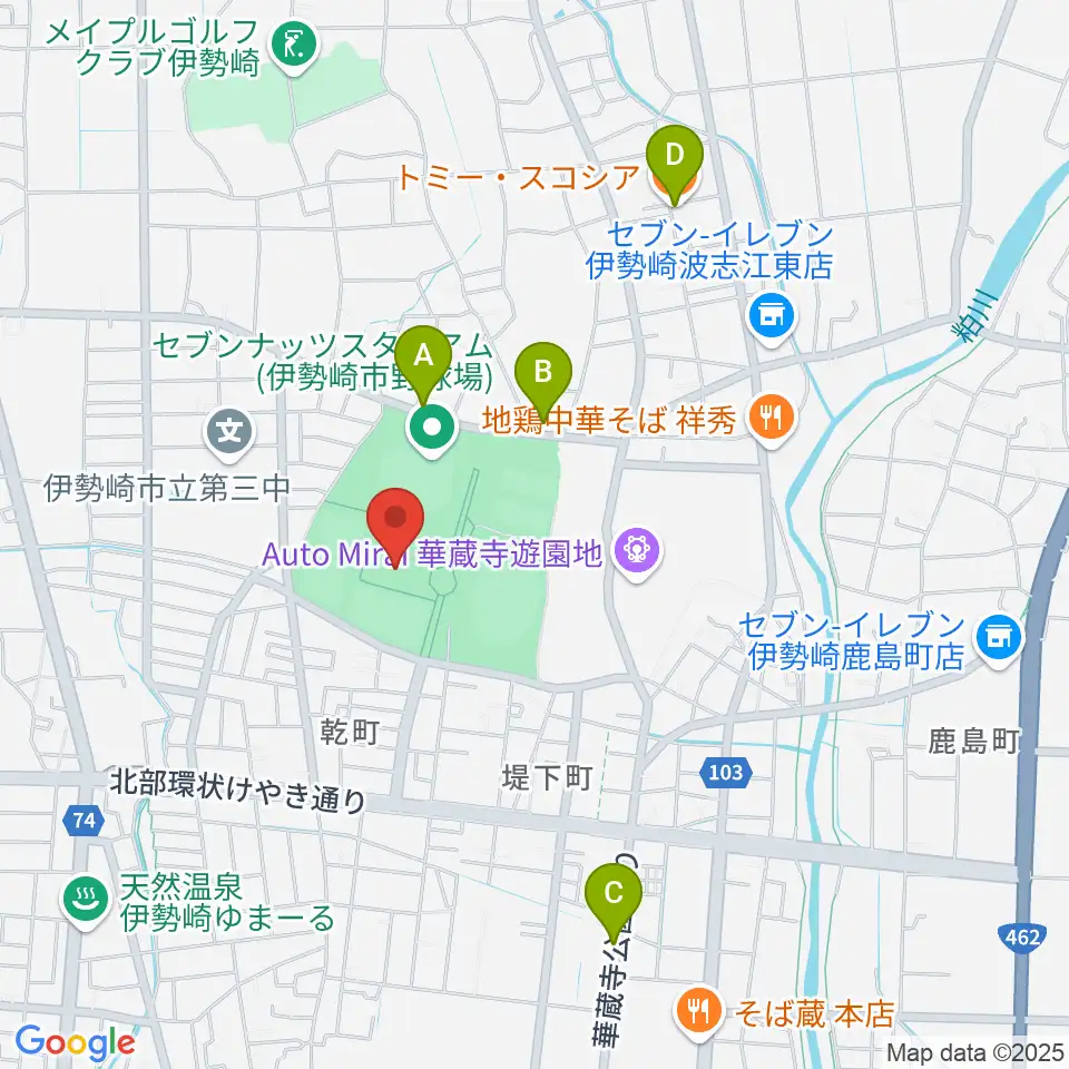 アイオーしんきん伊勢崎アリーナ周辺のカフェ一覧地図