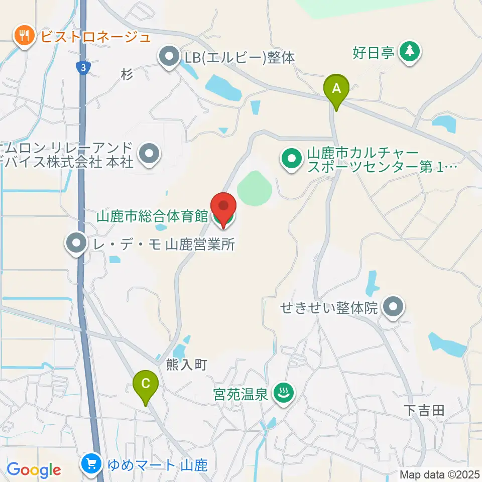 山鹿市総合体育館周辺のカフェ一覧地図