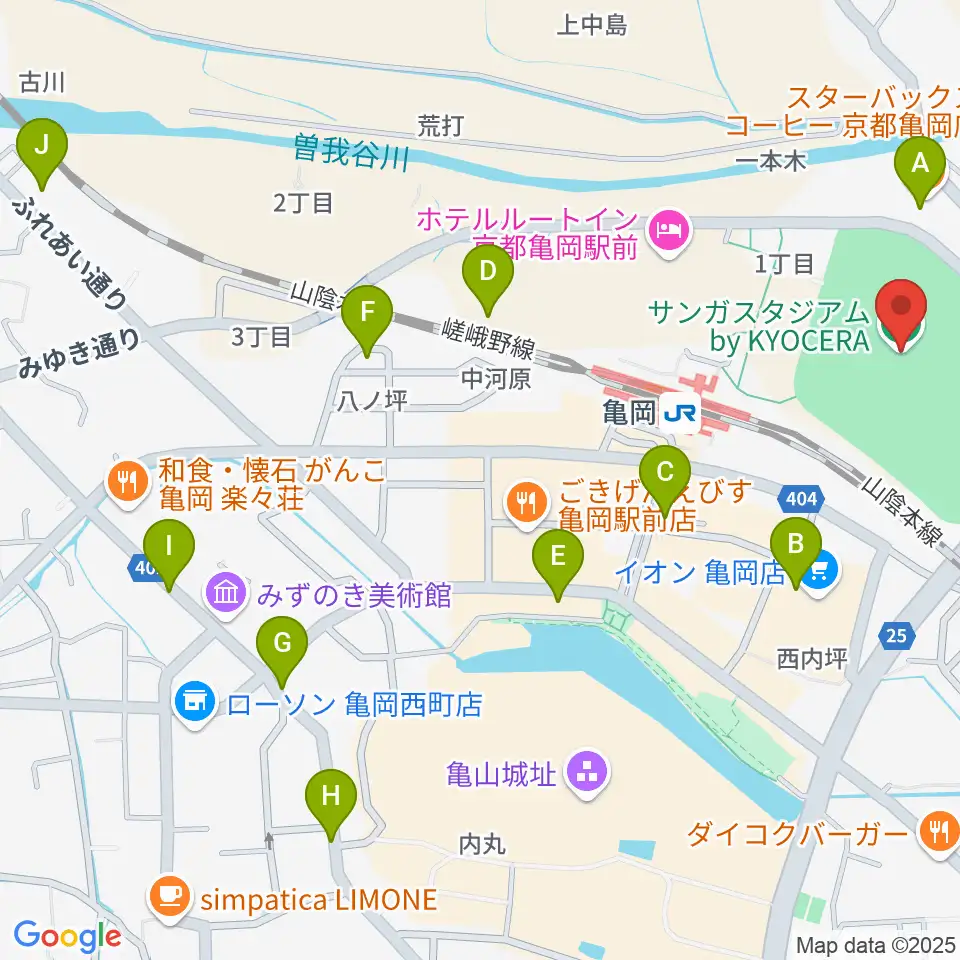 サンガスタジアム by KYOCERA周辺のカフェ一覧地図
