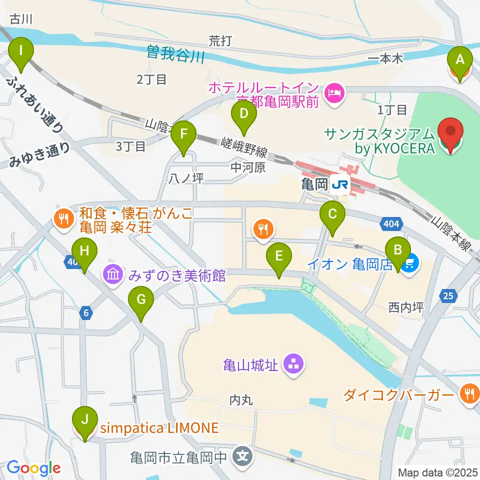 サンガスタジアム by KYOCERA周辺のカフェ一覧地図