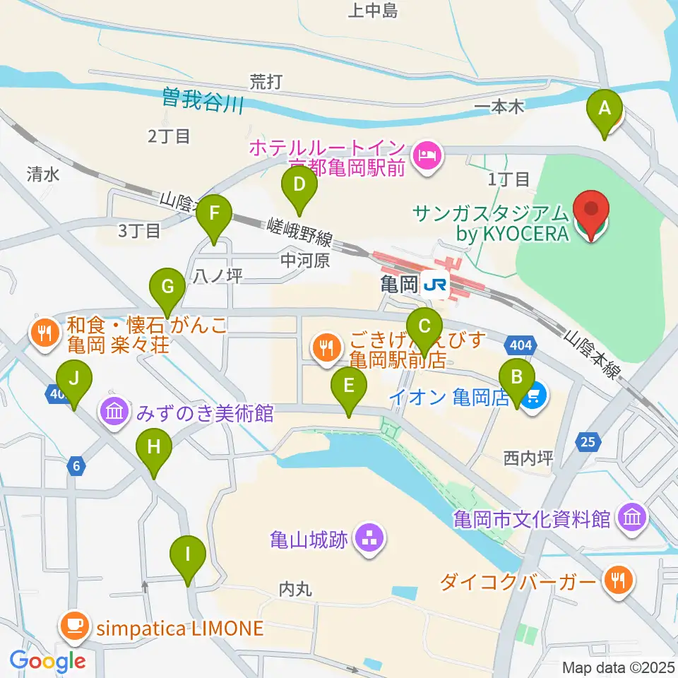 サンガスタジアム by KYOCERA周辺のカフェ一覧地図