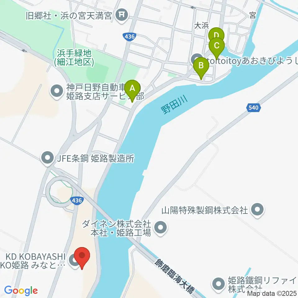 KD姫路みなとドーム周辺のカフェ一覧地図