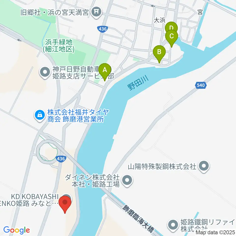KD姫路みなとドーム周辺のカフェ一覧地図