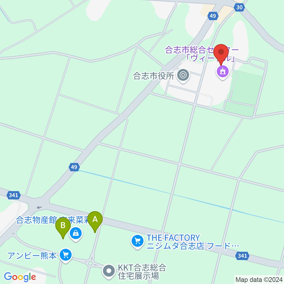 合志市総合体育館周辺のカフェ一覧地図