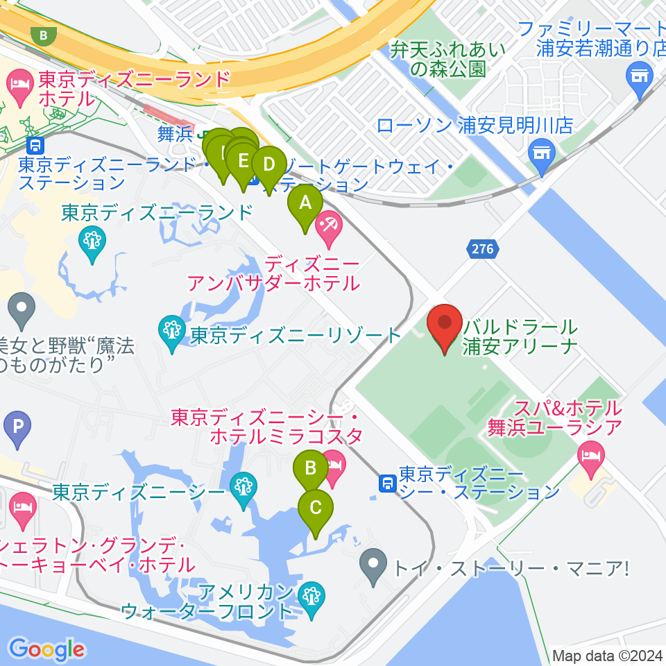 バルドラール浦安アリーナ 浦安市総合体育館周辺のカフェ一覧地図