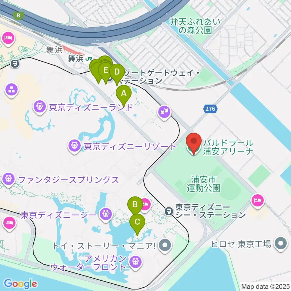 バルドラール浦安アリーナ周辺のカフェ一覧地図