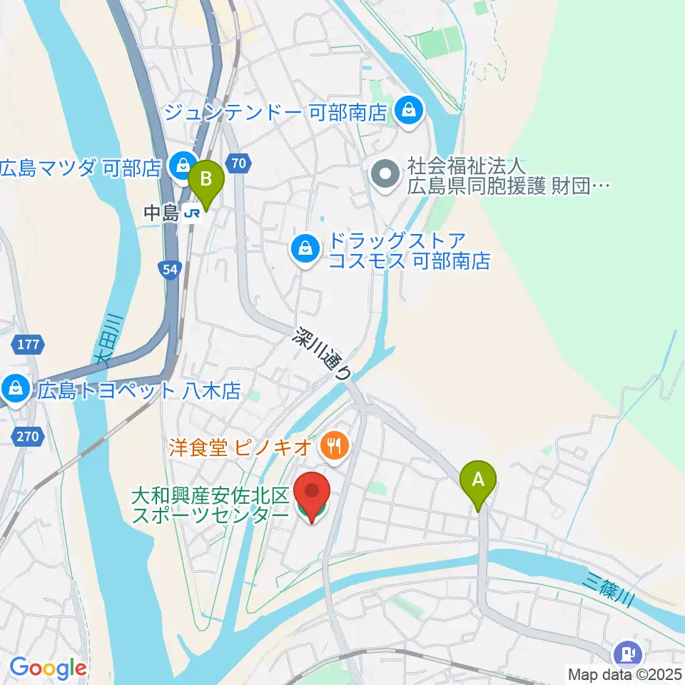 大和興産安佐北区スポーツセンター周辺のカフェ一覧地図