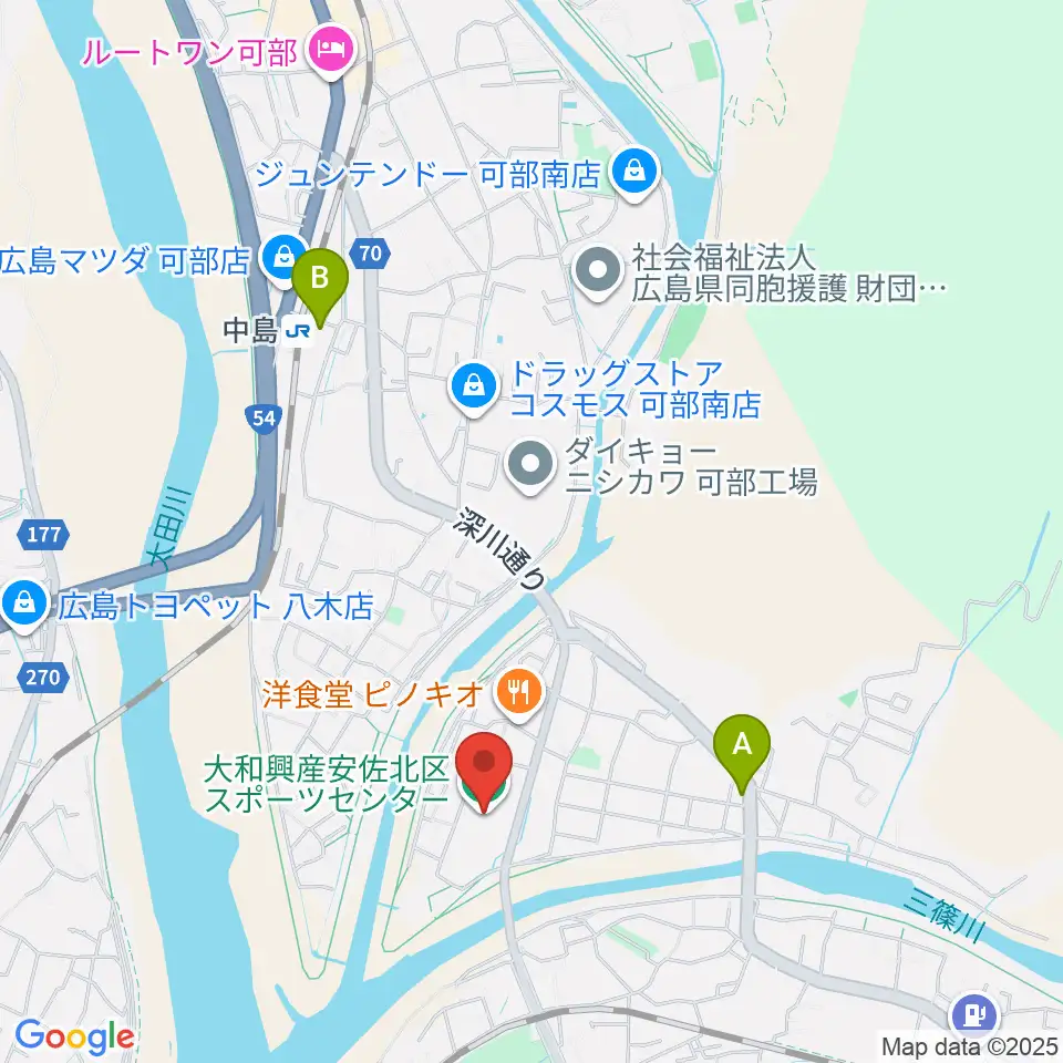 大和興産安佐北区スポーツセンター周辺のカフェ一覧地図