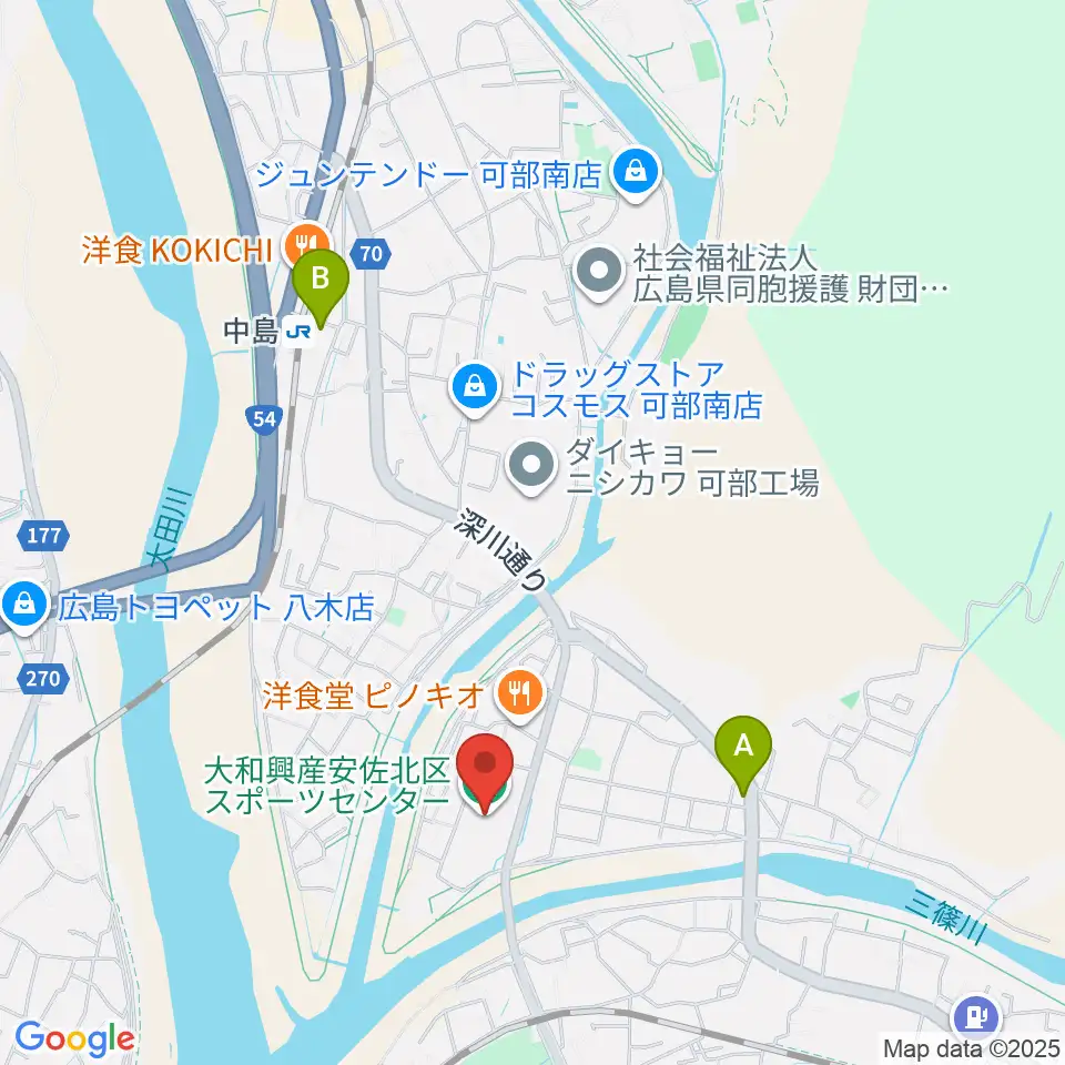 大和興産安佐北区スポーツセンター周辺のカフェ一覧地図