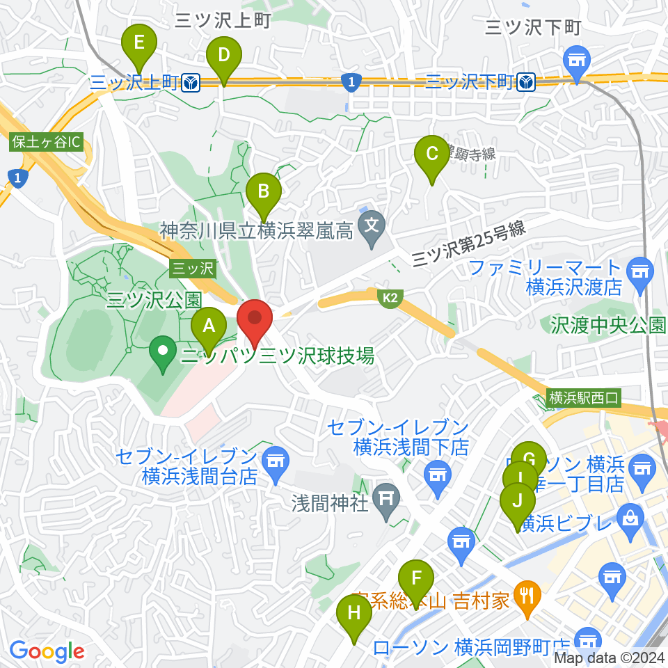 横浜市平沼記念体育館周辺のカフェ一覧地図