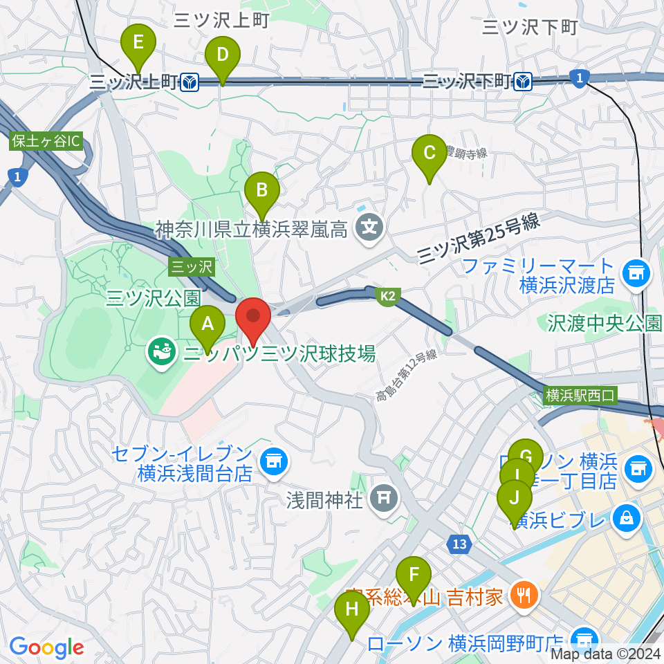 横浜市平沼記念体育館周辺のカフェ一覧地図