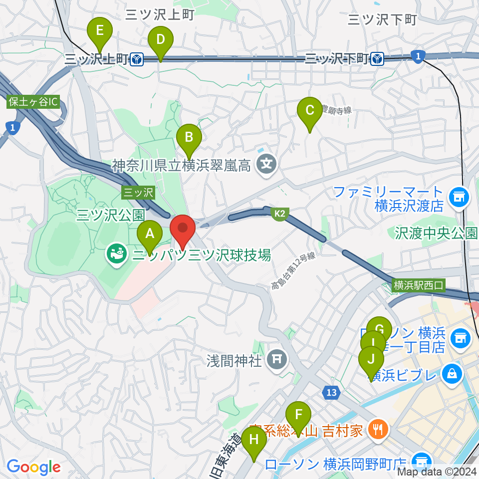 横浜市平沼記念体育館周辺のカフェ一覧地図