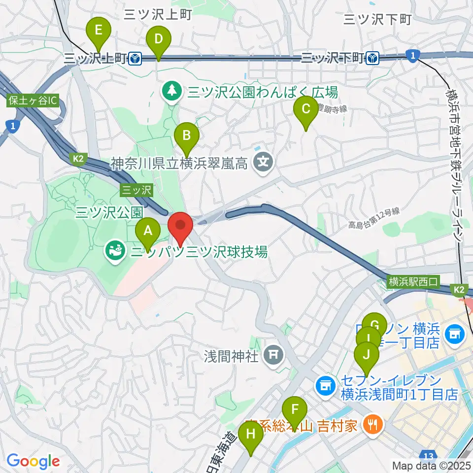 横浜市平沼記念体育館周辺のカフェ一覧地図