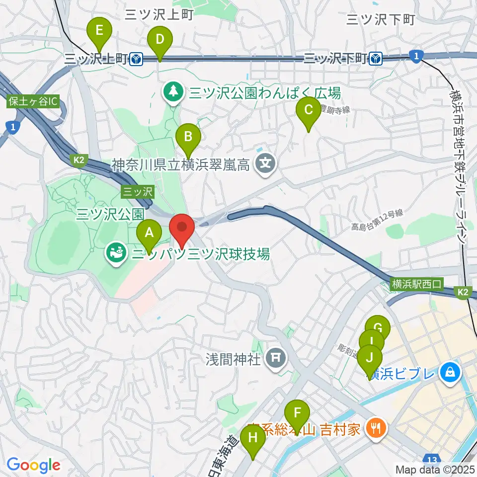 横浜市平沼記念体育館周辺のカフェ一覧地図