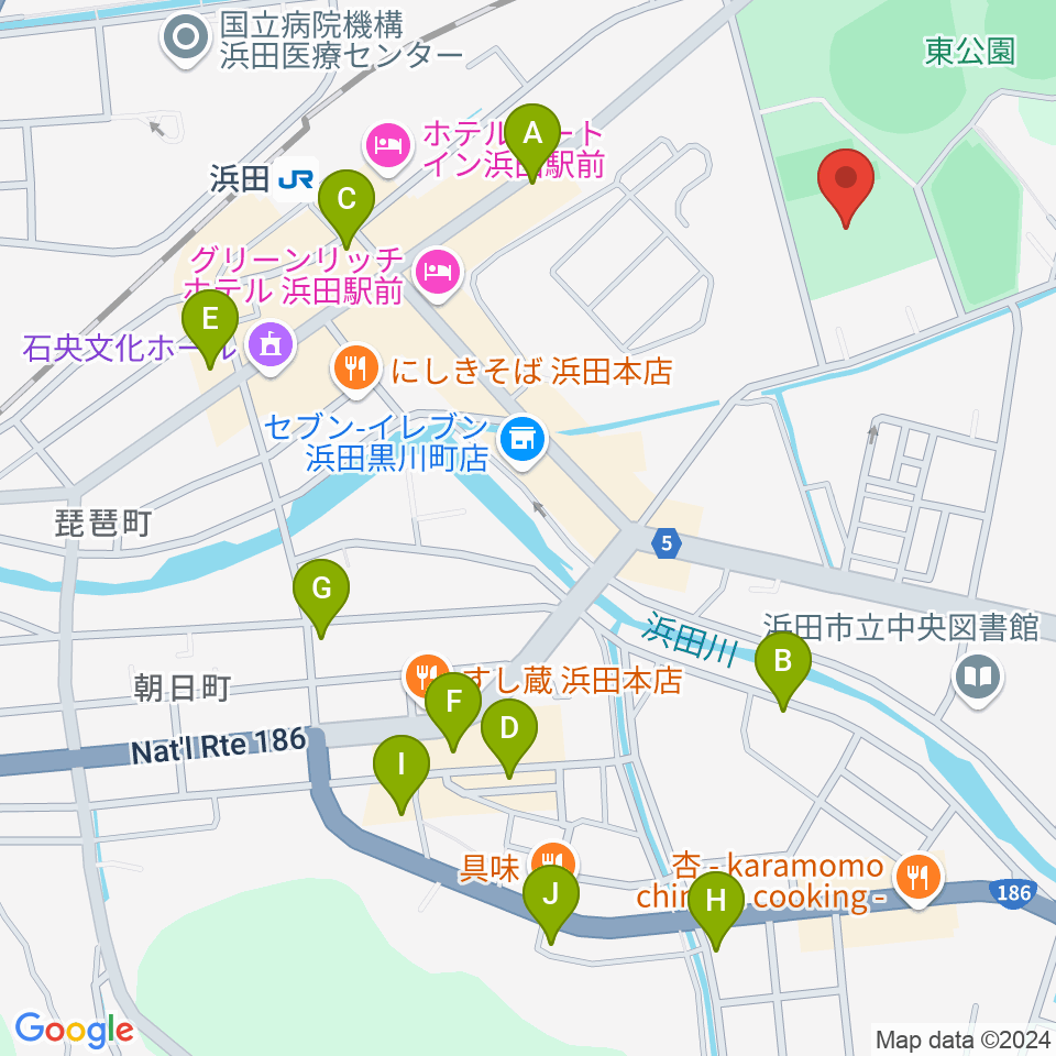 島根県立体育館周辺のカフェ一覧地図