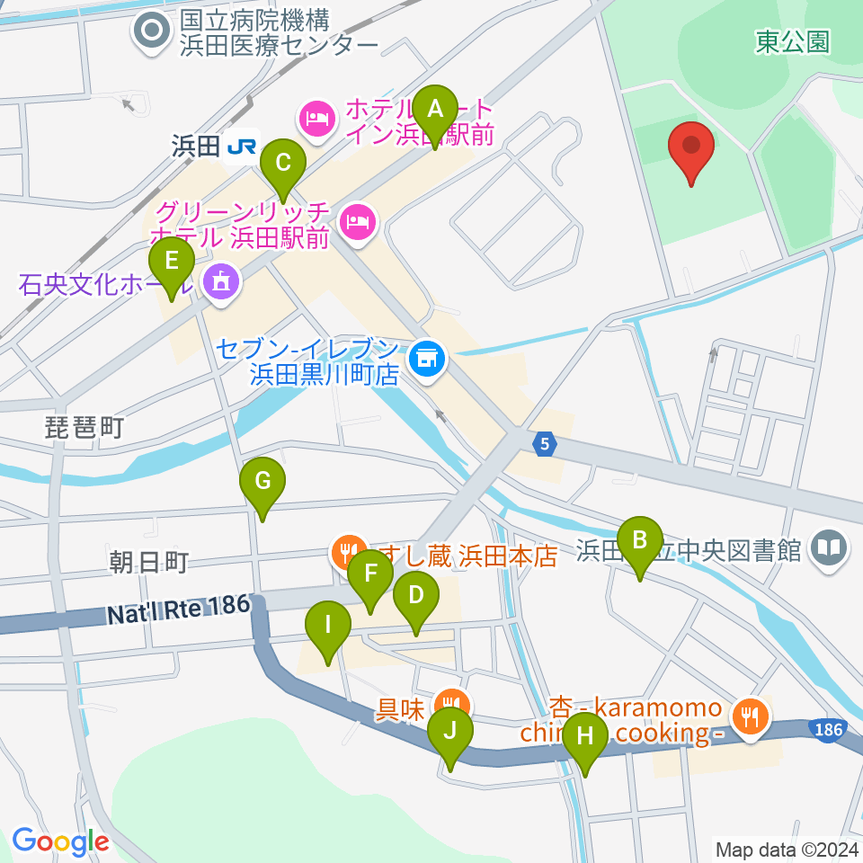 島根県立体育館周辺のカフェ一覧地図