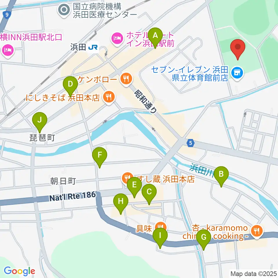 島根県立体育館周辺のカフェ一覧地図