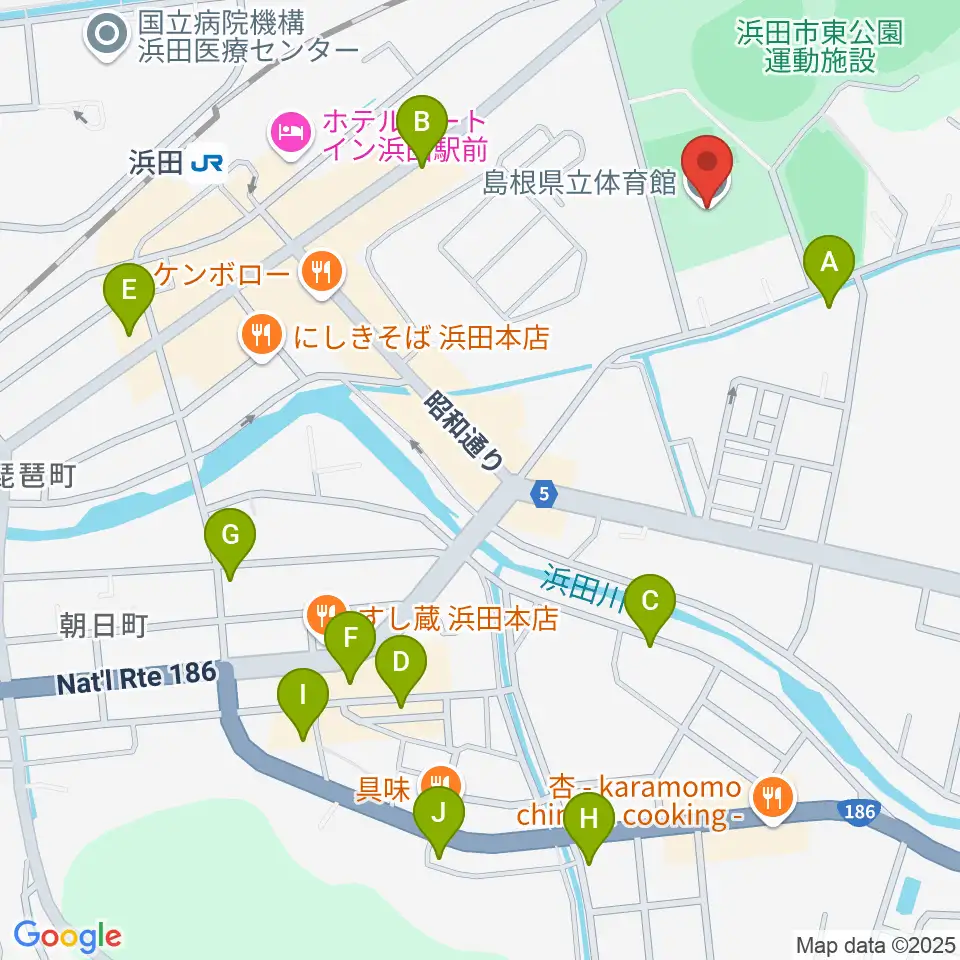 島根県立体育館周辺のカフェ一覧地図