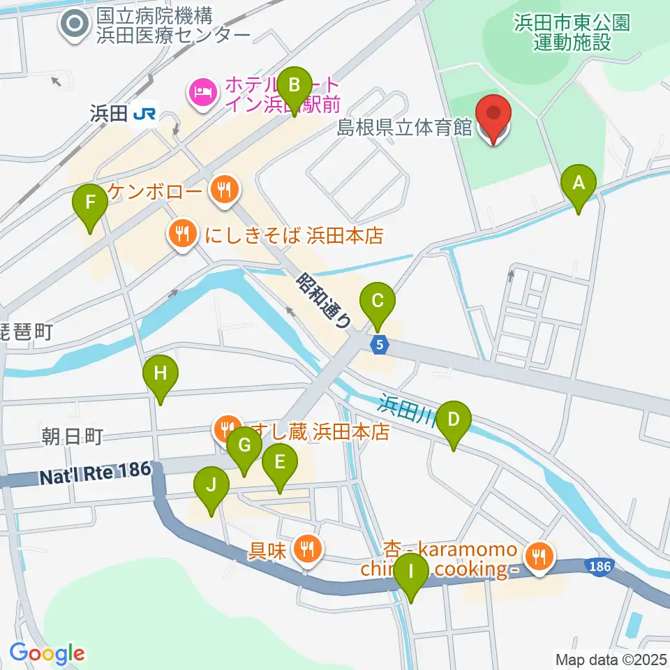 島根県立体育館周辺のカフェ一覧地図