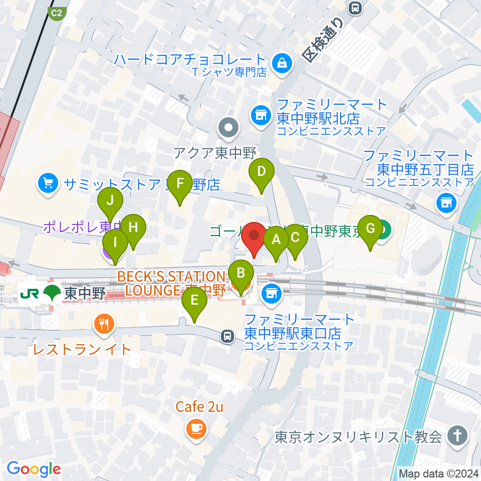 ヴァイオリン工房レゾネイト周辺のカフェ一覧地図