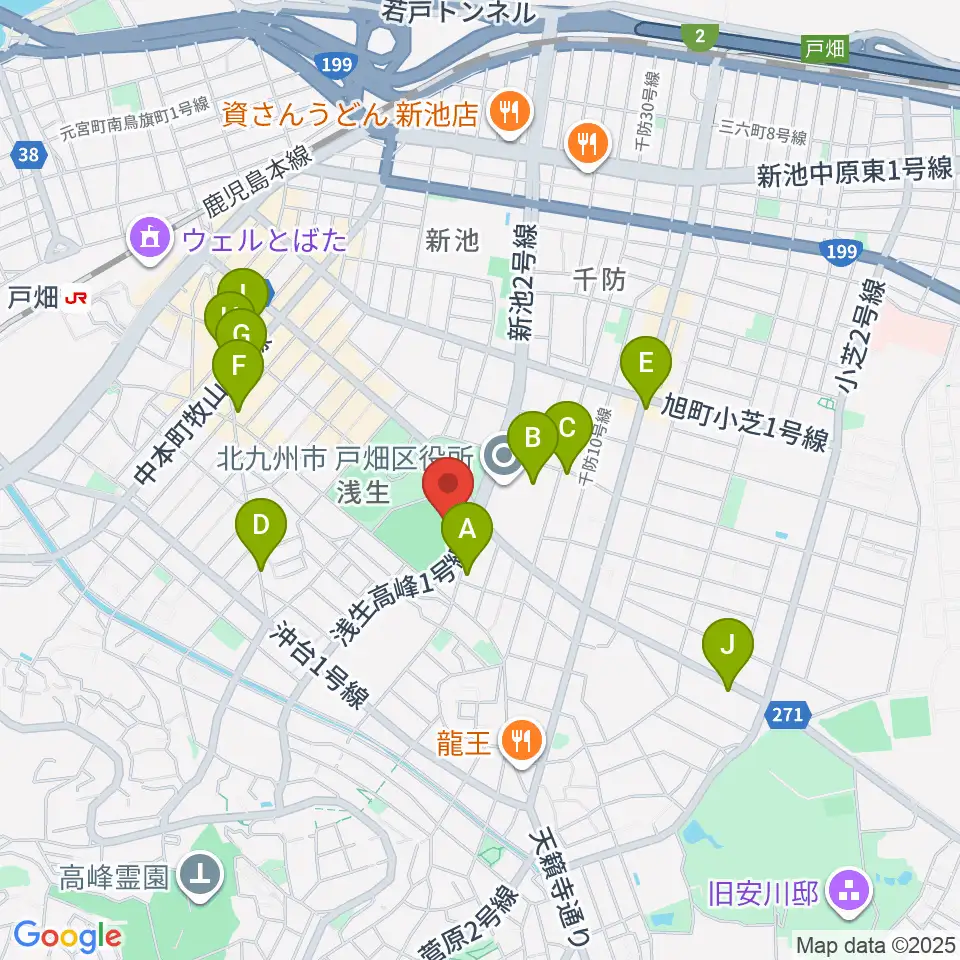 第一警備スポーツセンター戸畑周辺のカフェ一覧地図