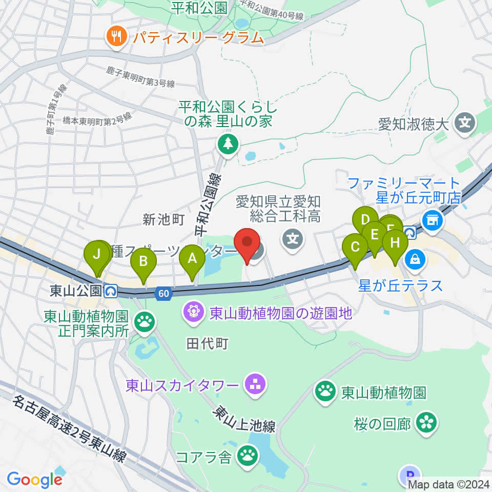 名古屋市千種スポーツセンター周辺のカフェ一覧地図