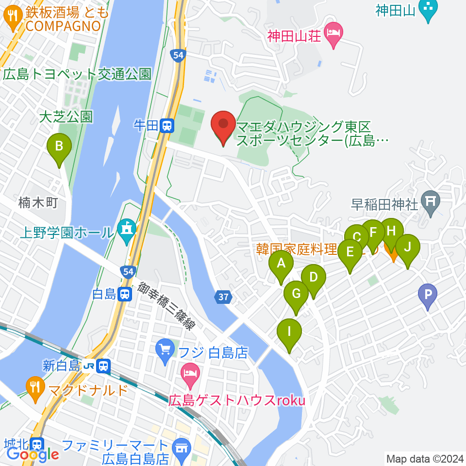 マエダハウジング東区スポーツセンター周辺のカフェ一覧地図