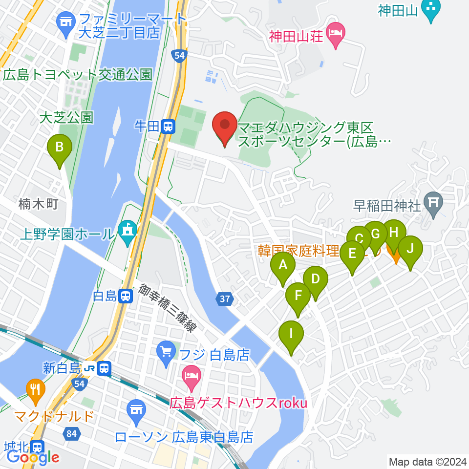 マエダハウジング東区スポーツセンター周辺のカフェ一覧地図