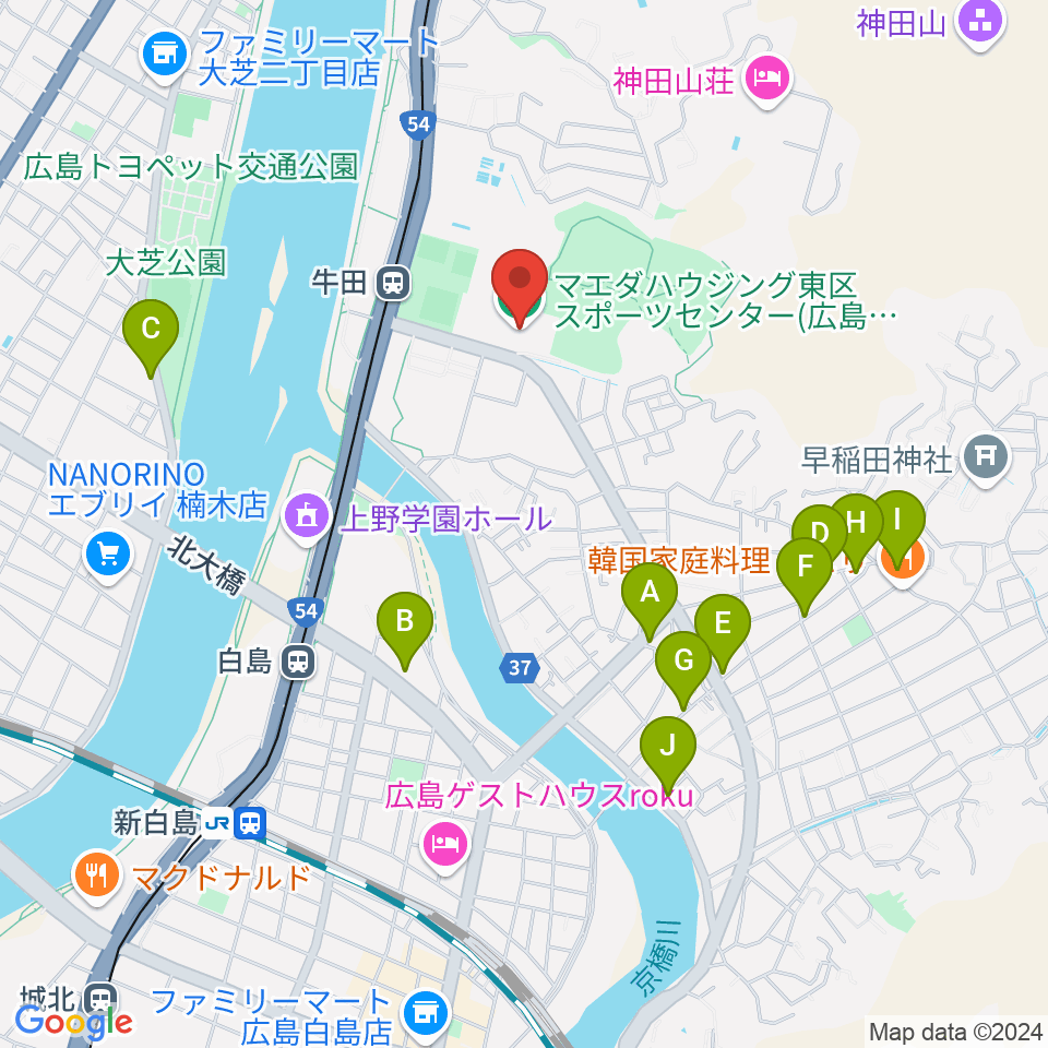 マエダハウジング東区スポーツセンター周辺のカフェ一覧地図