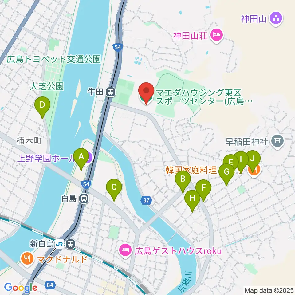 マエダハウジング東区スポーツセンター周辺のカフェ一覧地図