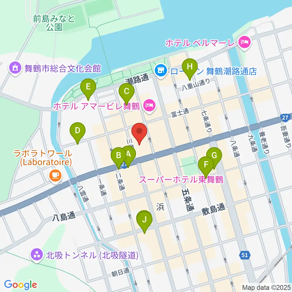 舞鶴八千代館周辺のカフェ一覧地図