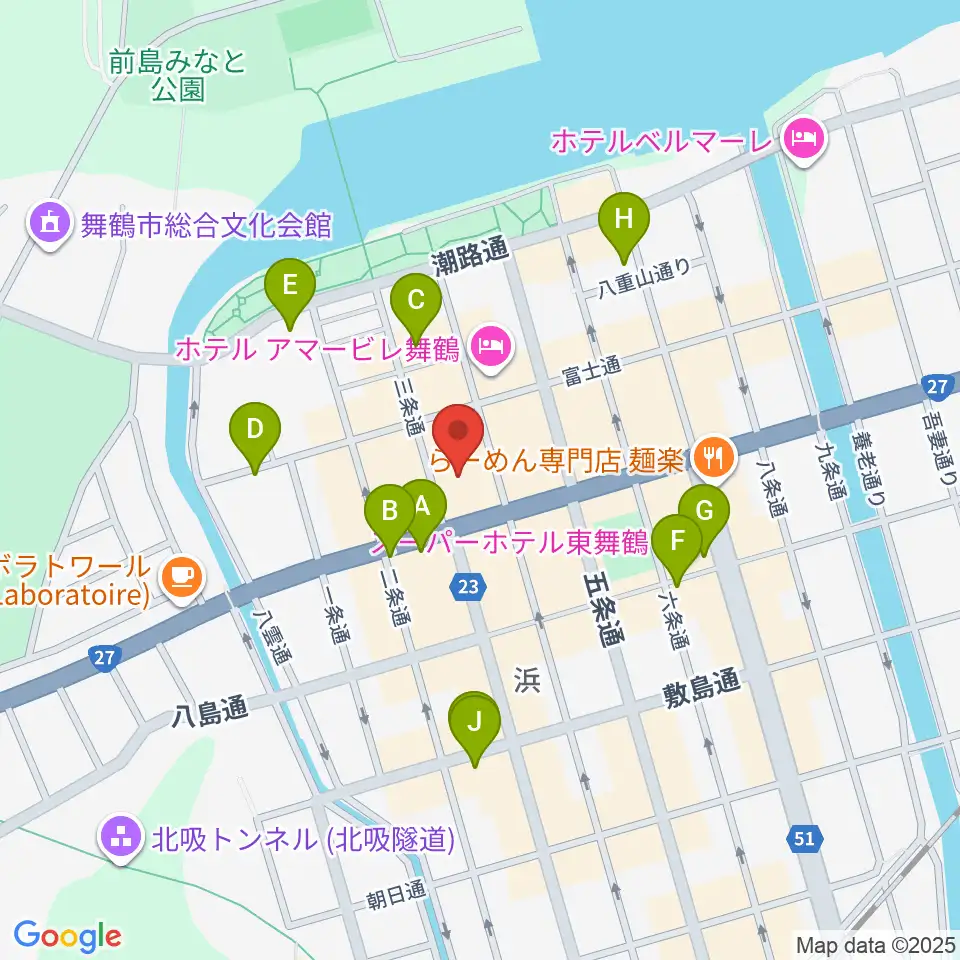 舞鶴八千代館周辺のカフェ一覧地図