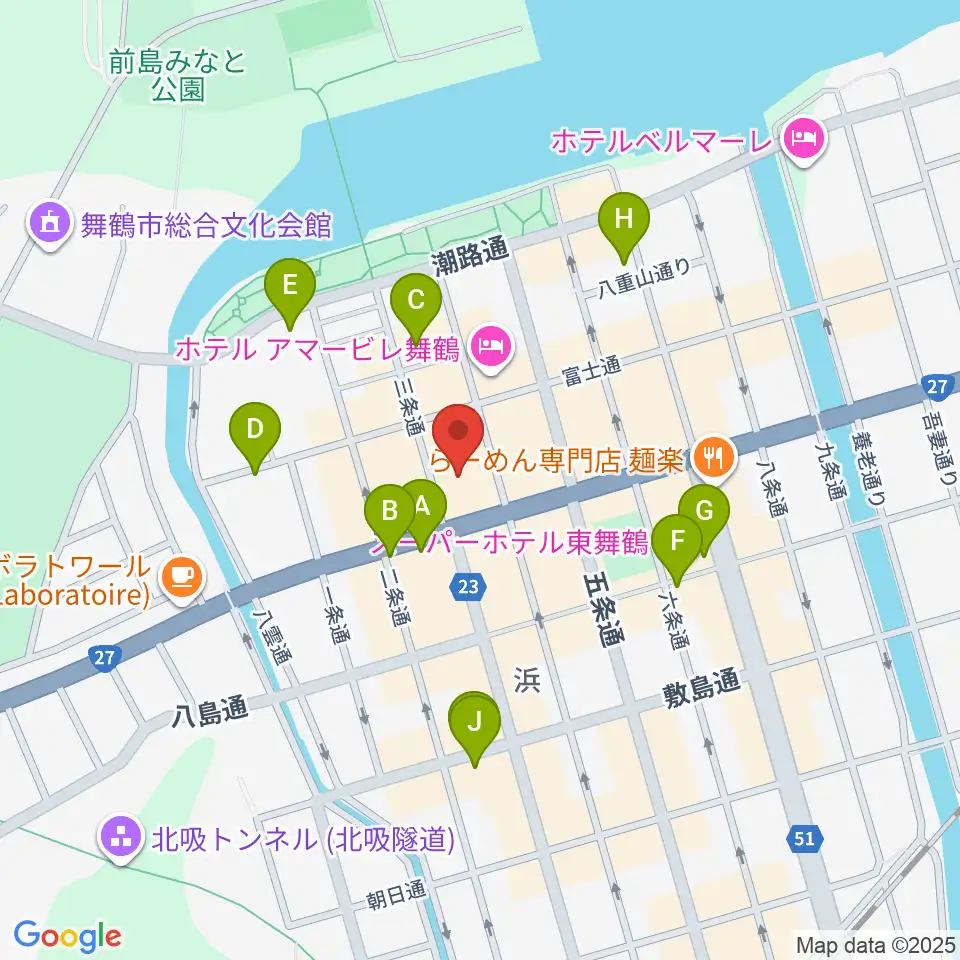 舞鶴八千代館周辺のカフェ一覧地図
