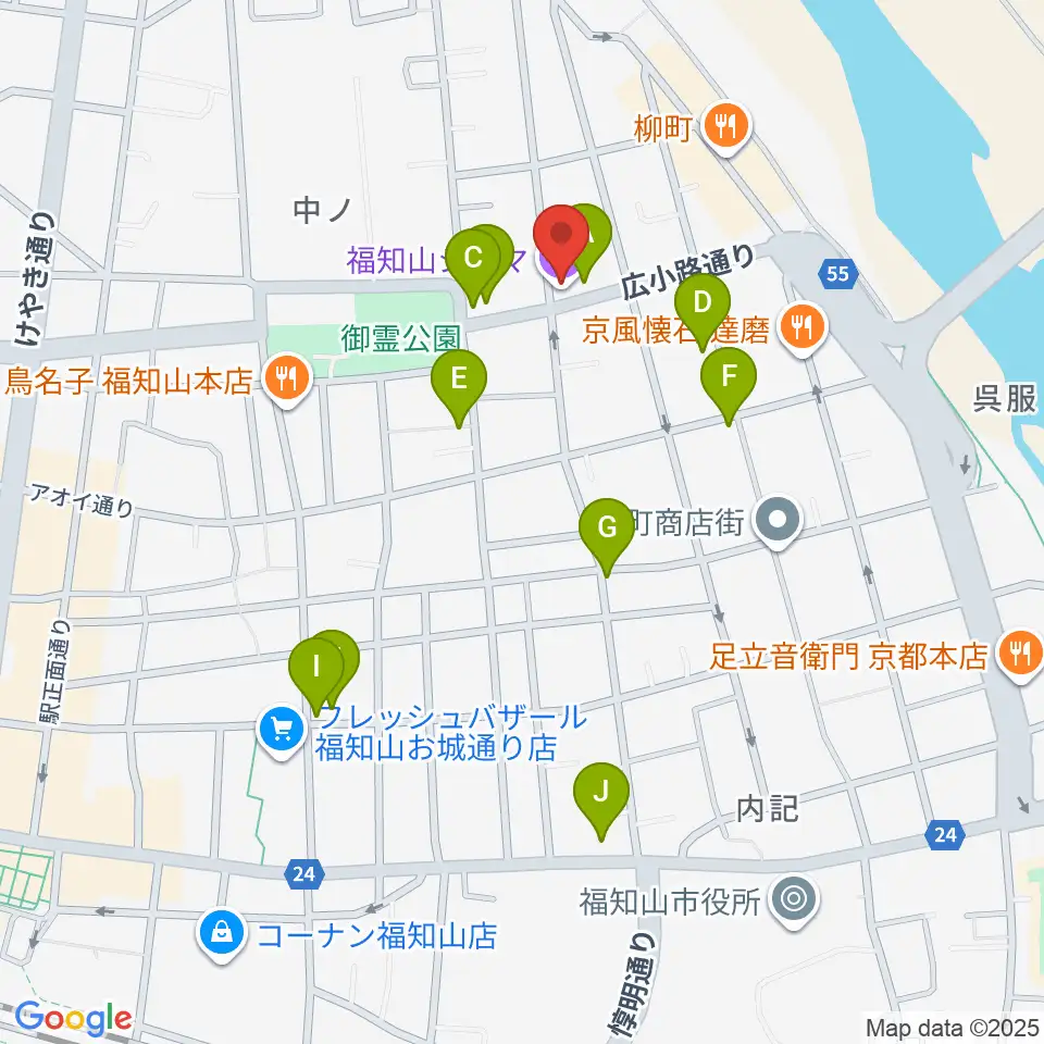 福知山シネマ周辺のカフェ一覧地図